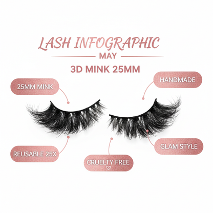 May 3D Mink Lashes 25mm - Info