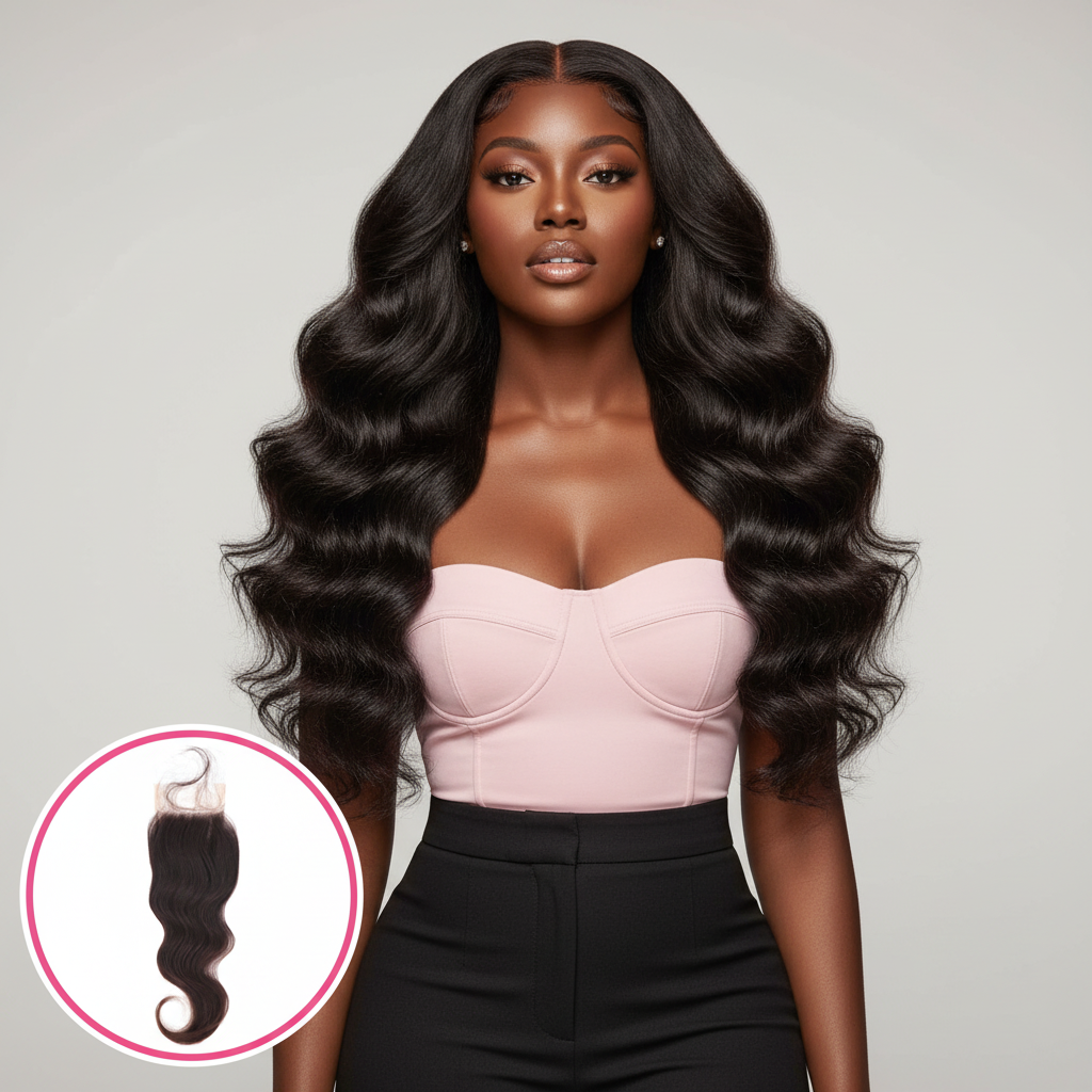 Raw Indian Wavy 5x5 Transparent Closure - Model