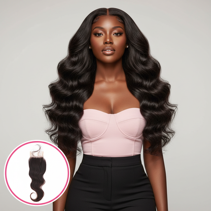 Raw Indian Wavy 5x5 Transparent Closure - Model