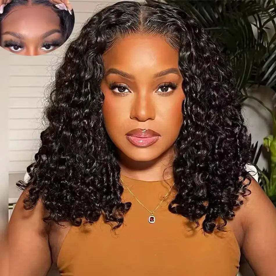 Bling Hair 180Density Glueless Short Deep Wave Wig 12~26Inch Glueless 5x5 6x4 9x6 7x5 Deep Wave Lace Closure Wigs Human 