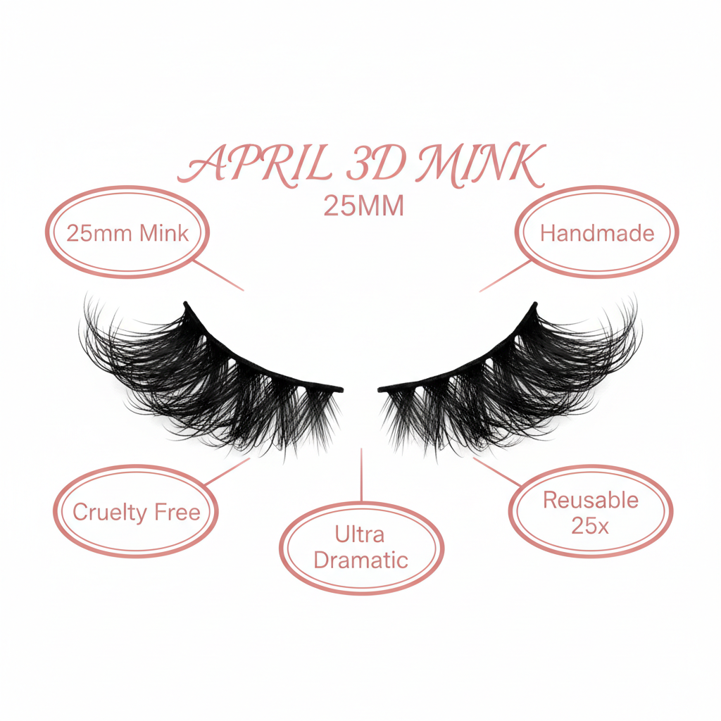 April 3D Mink Lashes 25mm - Info