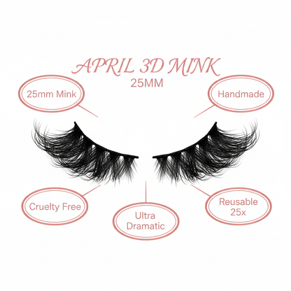 April 3D Mink Lashes 25mm - Info