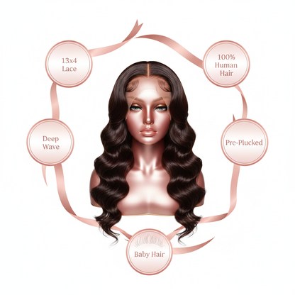 Deep Wave 13x4 Transparent Lace Front Wig - Info