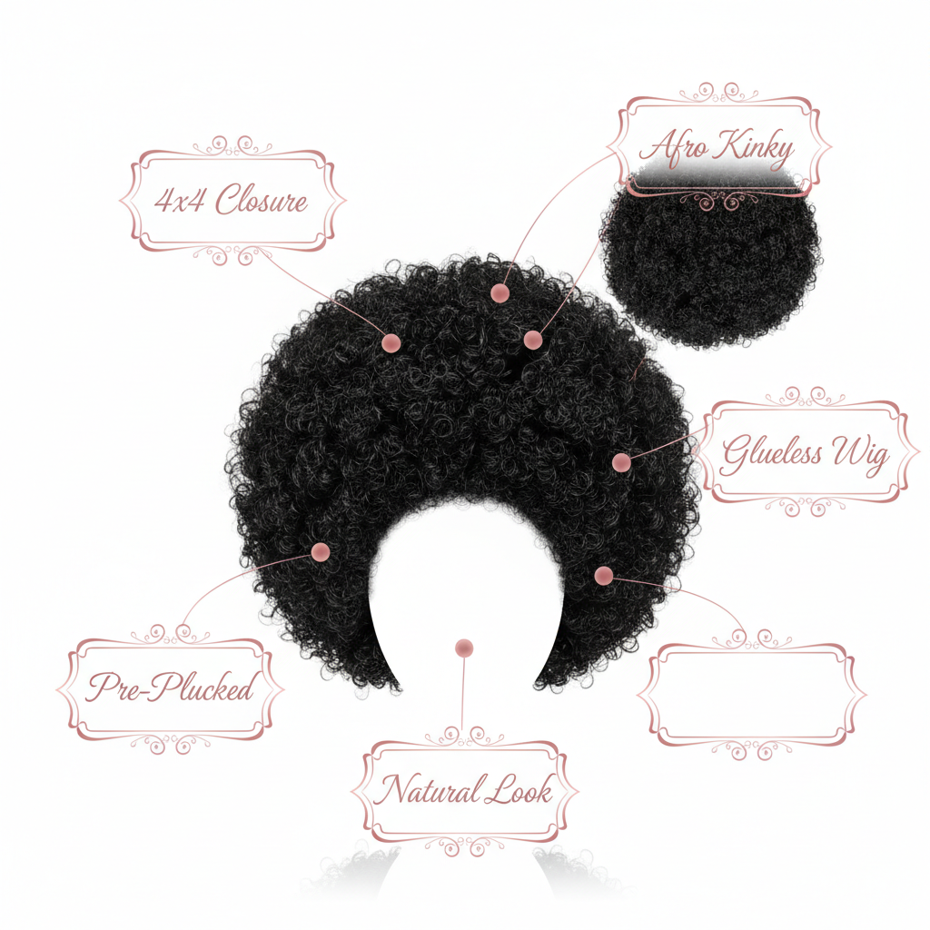 Afro Kinky 4x4 Transparent Closure Wig - Info