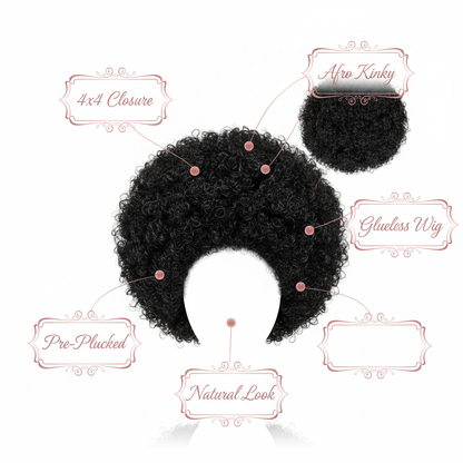 Afro Kinky 4x4 Transparent Closure Wig - Info