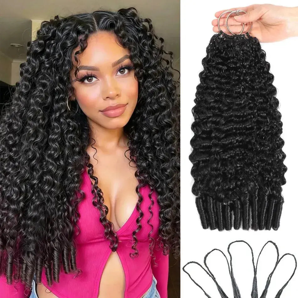 Bling Hair 10A 12A 4Pack Burmese Curly Crochet Hair Knotless Feather Pre-Separated Crochet Braids 250g Weight Reusable B