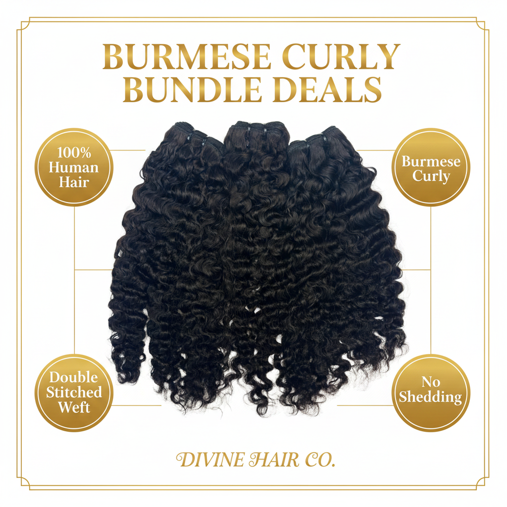 Burmese Curly 100% Human Hair Bundle Deals - Infographic