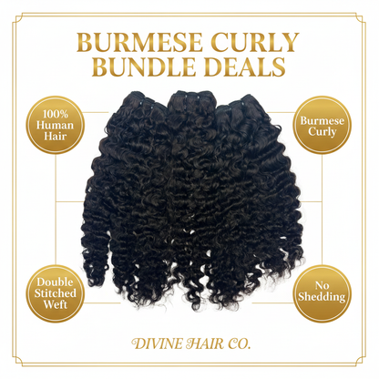 Burmese Curly 100% Human Hair Bundle Deals - Infographic