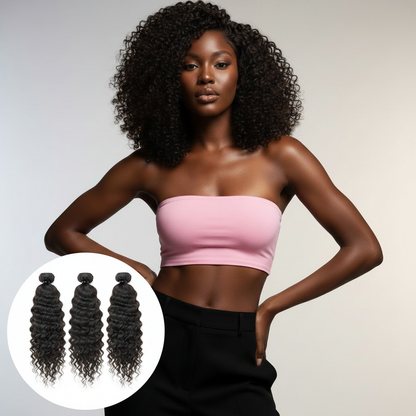 Indian Curly Hair Bundle Deal - Model