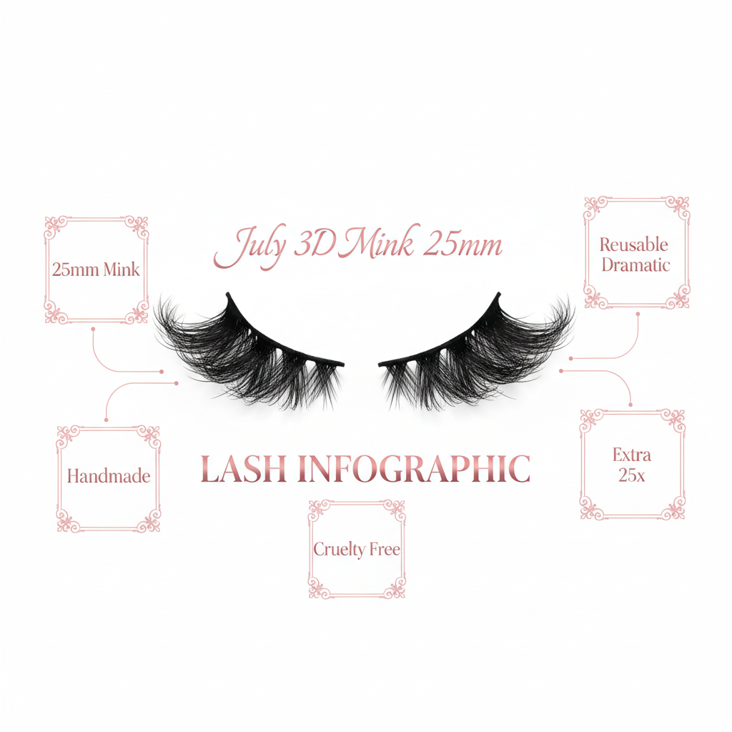 July 3D Mink Lashes 25mm - Info
