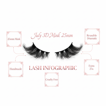 July 3D Mink Lashes 25mm - Info