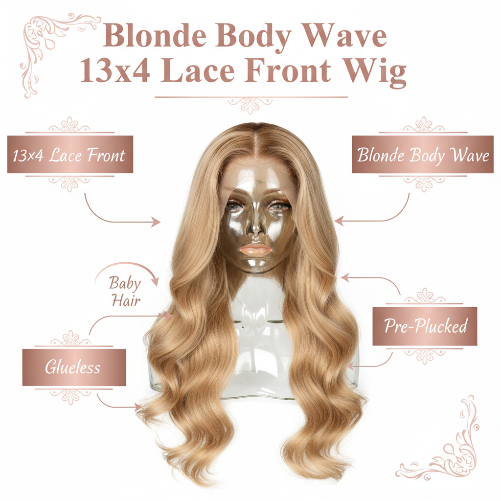 Blonde Body Wave 13x4 Transparent Lace Front Wig - Info