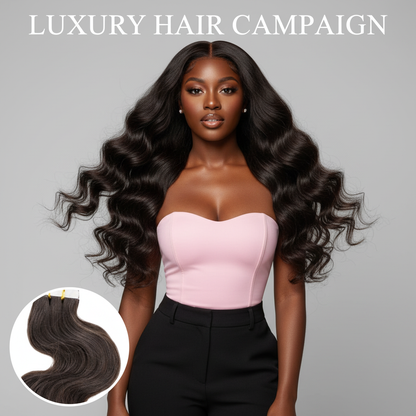 Raw Body Wave 100% Human Hair Tape-In Extensions - Model