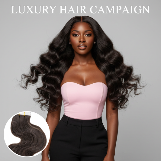 Raw Body Wave 100% Human Hair Tape-In Extensions - Model