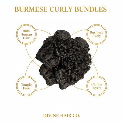 Burmese Curly 100% Human Hair Bundles - Infographic