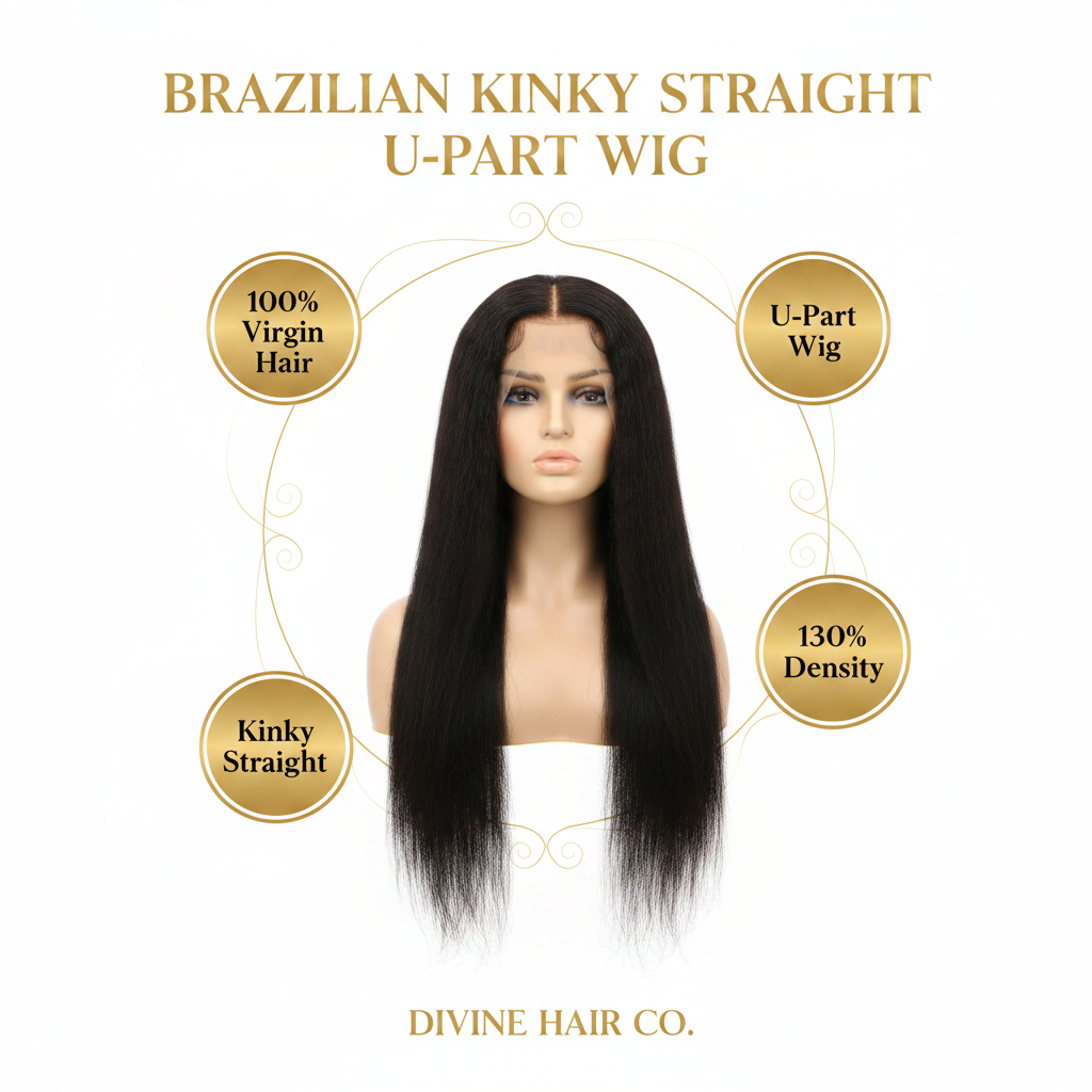 Brazilian Kinky Straight U-Part Wig - Infographic