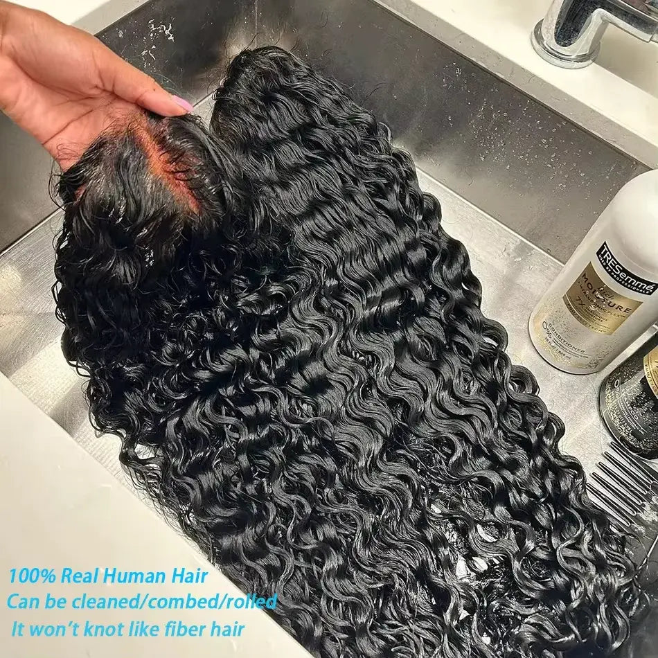 Water Wave Glueless Wig Human Hair Deep Wave 9x6 7x5 HD Frontal Wig 180% Deep Wave Wigs Pre-cut 6x4 5x5 HD Lace Closure 