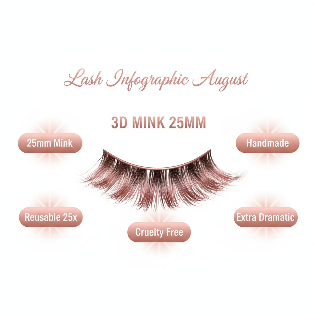 August 3D Mink Lashes 25mm - Info