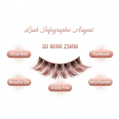 August 3D Mink Lashes 25mm - Info