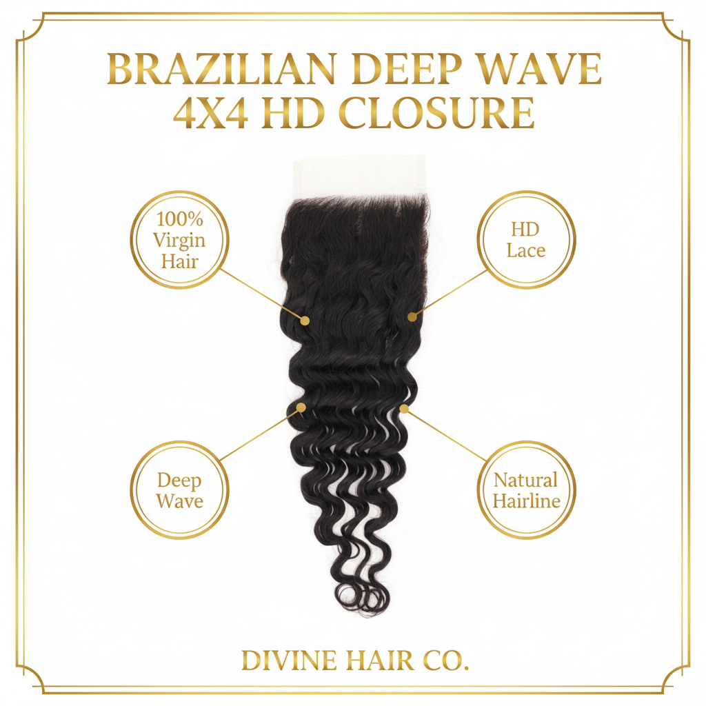 Brazilian Deep Wave 4x4 HD Closure - Infographic