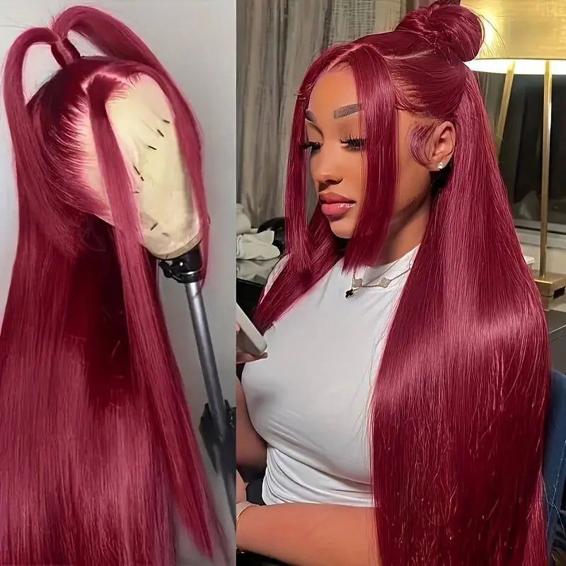 Bling Hair 99J Burgundy Lace Front Human Hair Wig