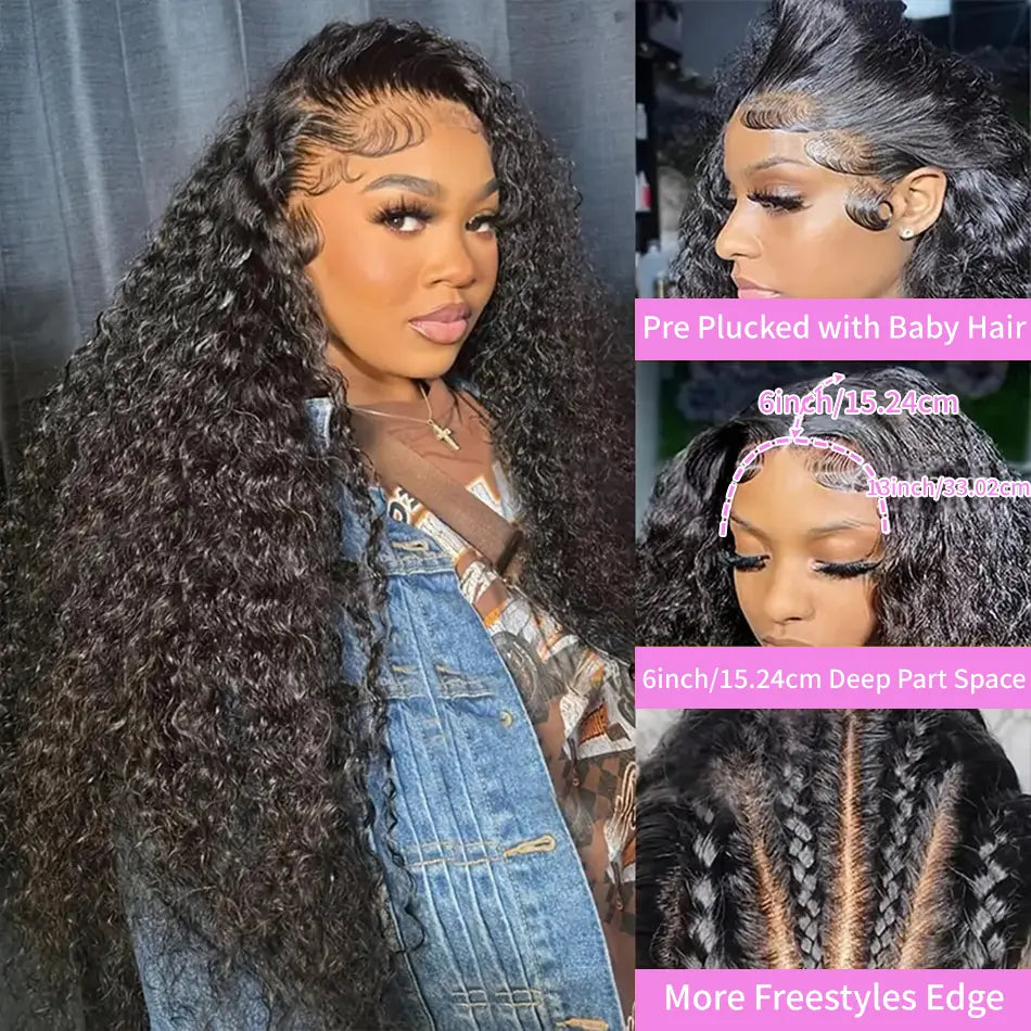 Bling Hair 180 Density 13x4 Lace Front Wig - Deep Wave