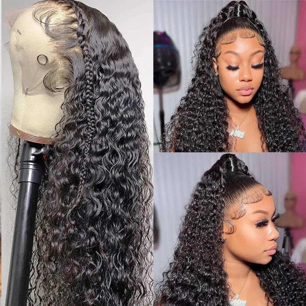 Bling Hair Kinky Curly 13x4 13x6 Lace Front Wig Human Hair Pre-plucked Brazilian 13x4 Deep Wave Frontal Wig Natural Colo