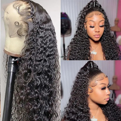 Bling Hair Kinky Curly 13x4 13x6 Lace Front Wig Human Hair Pre-plucked Brazilian 13x4 Deep Wave Frontal Wig Natural Colo