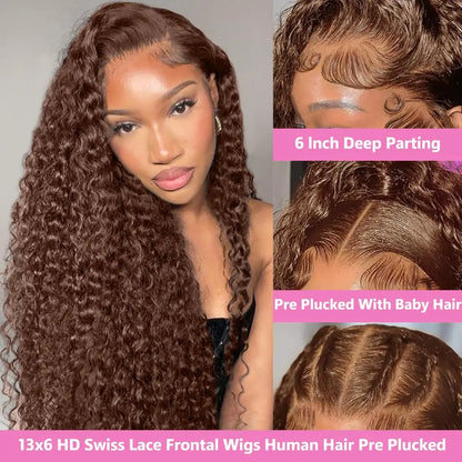 Bling Hair Chocolate Brown 13x4 Deep Wave Lace Front Wig