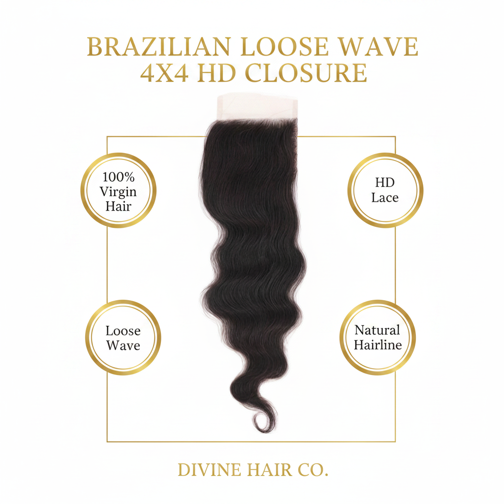Brazilian Loose Wave 4x4 HD Closure - Infographic