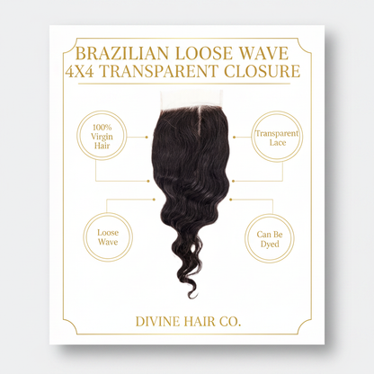 Brazilian Loose Wave 4x4 Transparent Closure - Infographic