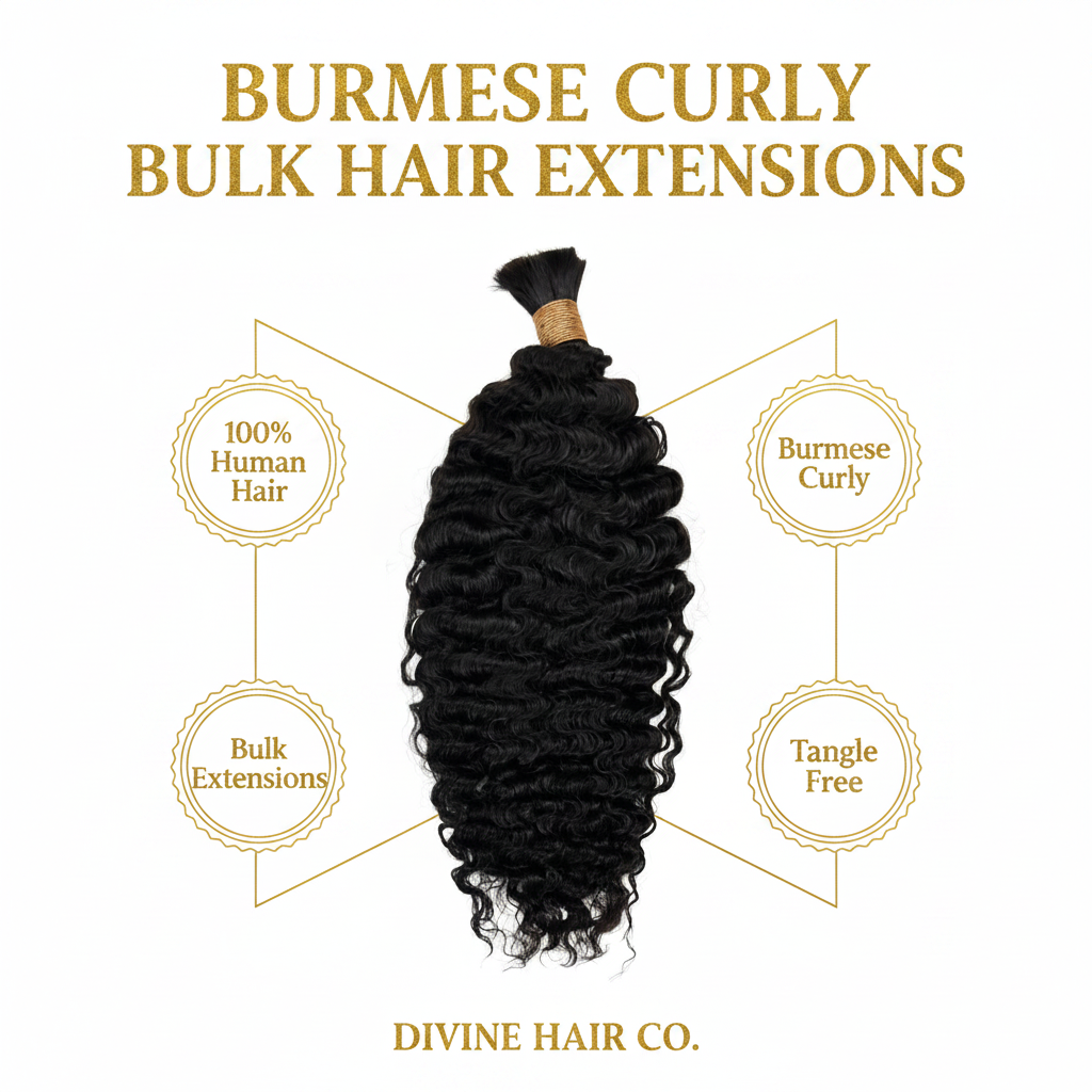 Burmese Curly Bulk Human Hair Extensions - Infographic