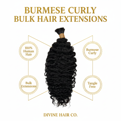 Burmese Curly Bulk Human Hair Extensions - Infographic