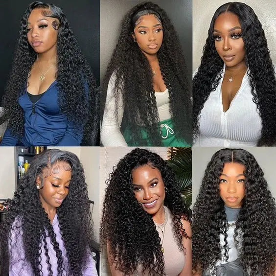 Bling Hair Kinky Curly 13x4 13x6 Lace Front Wig Human Hair Pre-plucked Brazilian 13x4 Deep Wave Frontal Wig Natural Colo