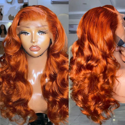 Reddish Brown Body Wave Lace Frontal Wig - 180% Density