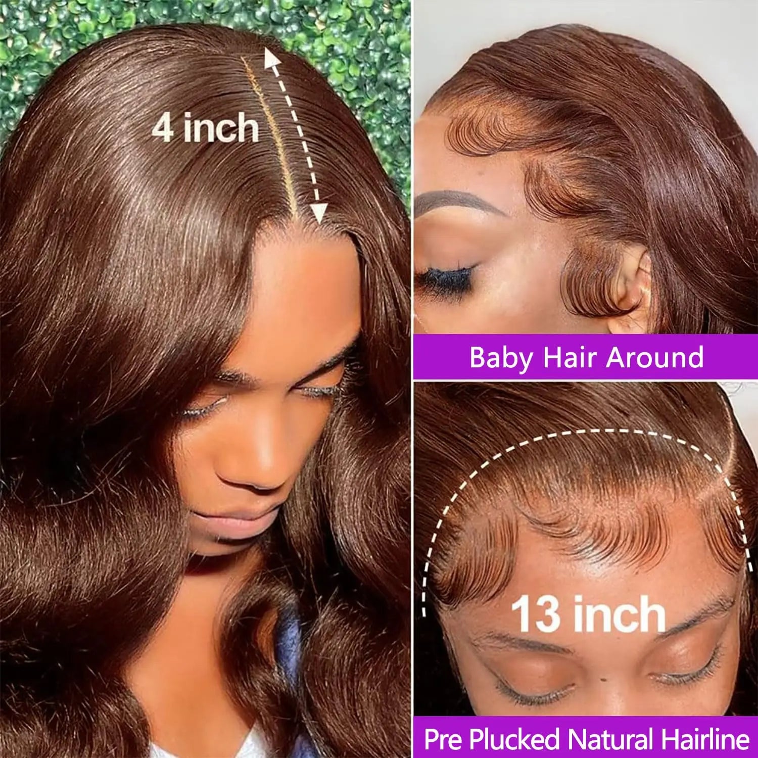 30 32 Inch Body Wave #4 Chocolate Brown 13x6 Lace Front Wigs Natural Human Hair for Women 13x4 HD Lace Frontal Wigs 180 