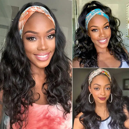 Bling Hair 180Density Body Wave Headband Human Hair Wig Machine Made Human Hair Wig Easy To Wear Body Wave Remy Human Ha