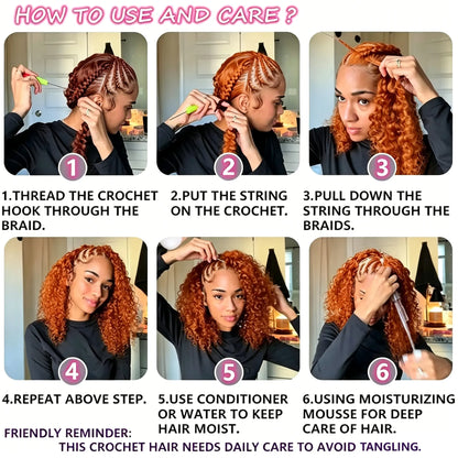 Curly Feather Crochet Human Hair For Braiding Reddish Brown Kinky Curly Invisible Knot PreSeparated Knotless Crochet Hai