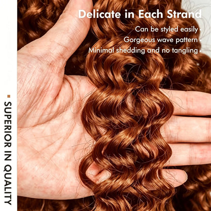 Kinky Curly Dark Ginger Orange Crochet Hair For Women Human Hair Pre-looped Beach Curl Crochet Braids Hair Deep Wave Bra