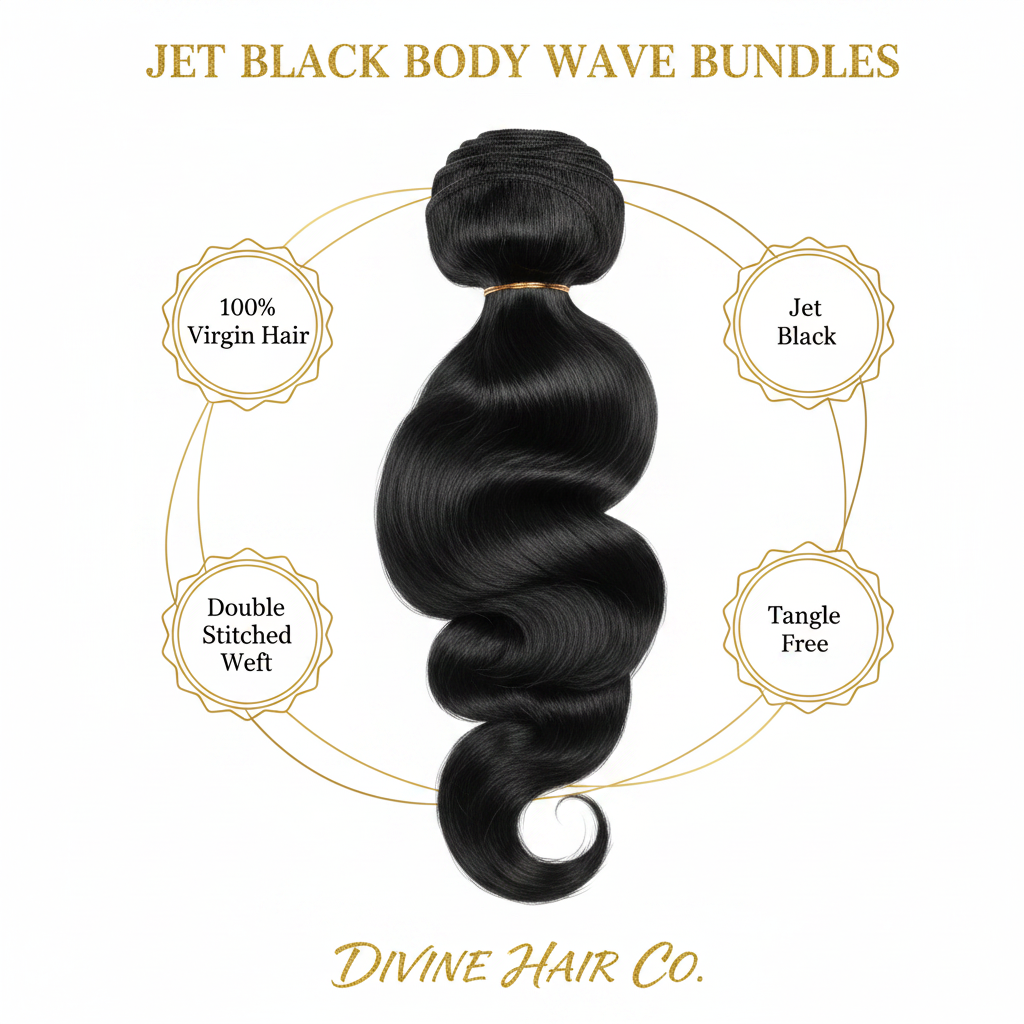 Jet Black Body Wave Bundles - Infographic