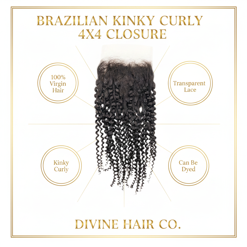 Brazilian Kinky Curly 4x4 Closure - Infographic