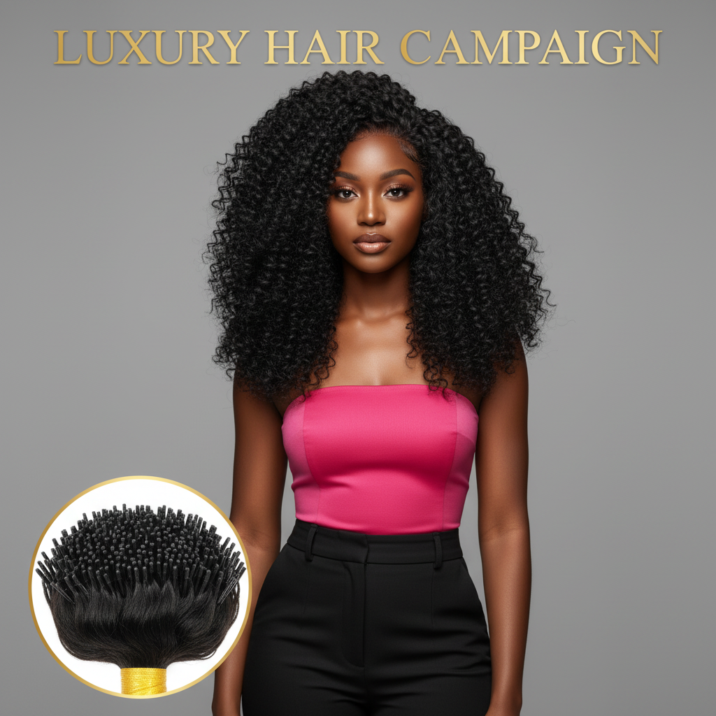Indian Curly Natural Black I-Tip - Model