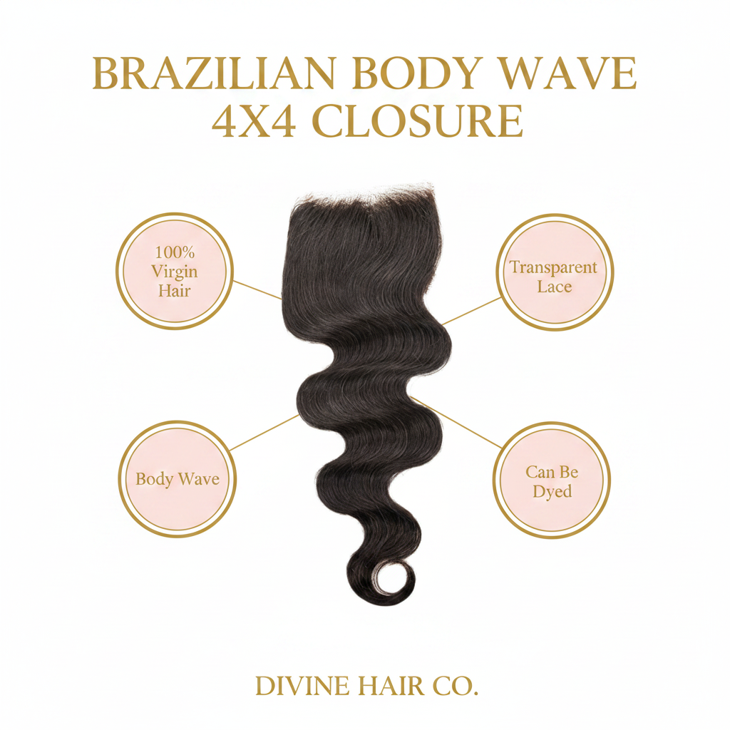 Brazilian Body Wave 4x4 Closure - Infographic