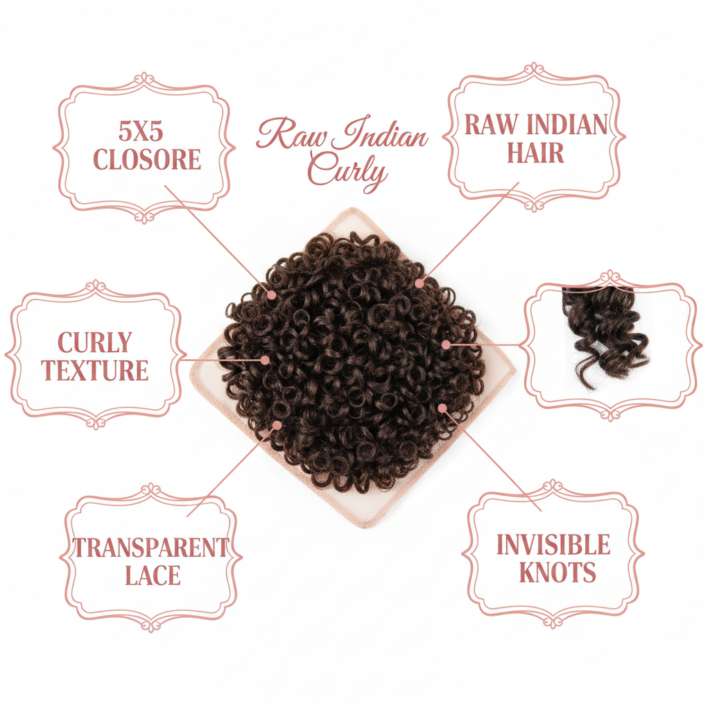 Raw Indian Curly 5x5 Transparent Closure - Info