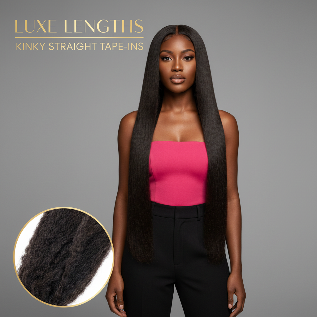 Kinky Straight Tape-In Extensions - Model