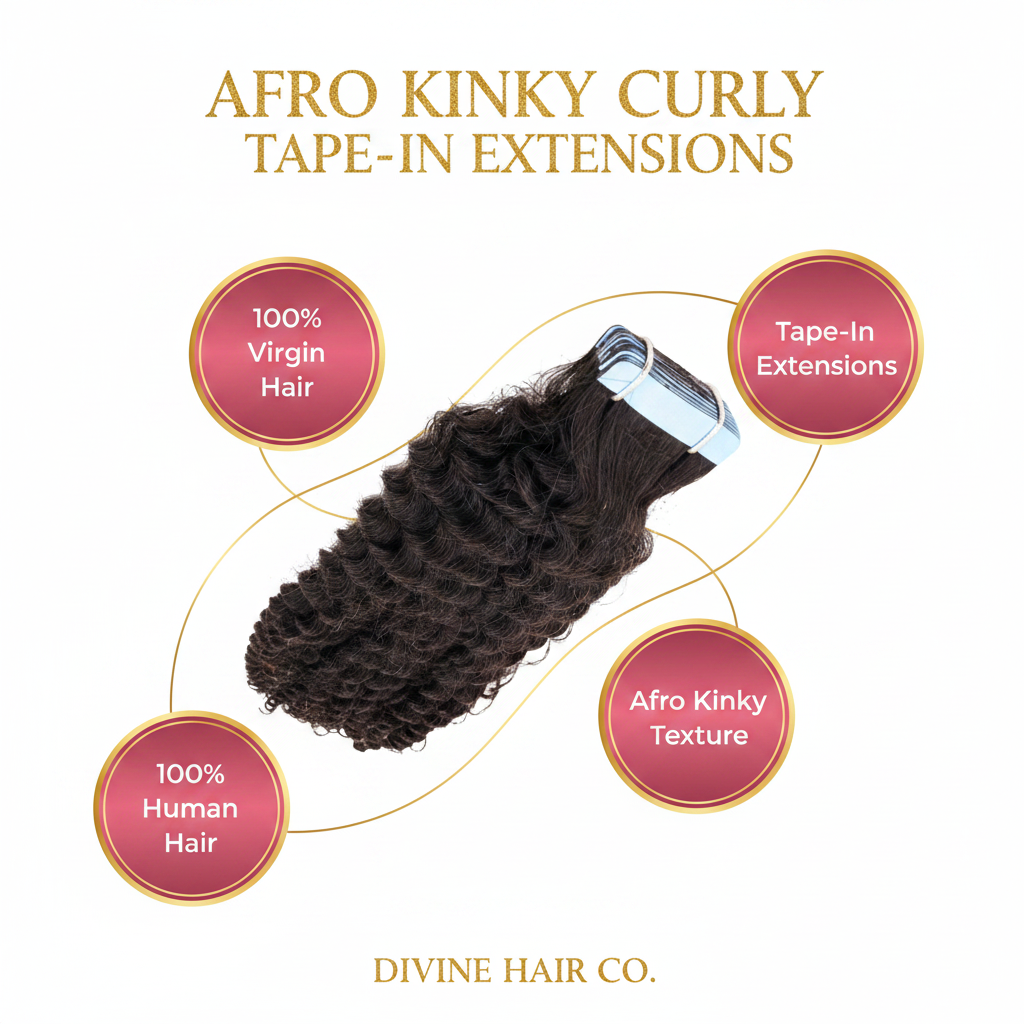 Afro Kinky Curly Tape-In Extensions - Infographic