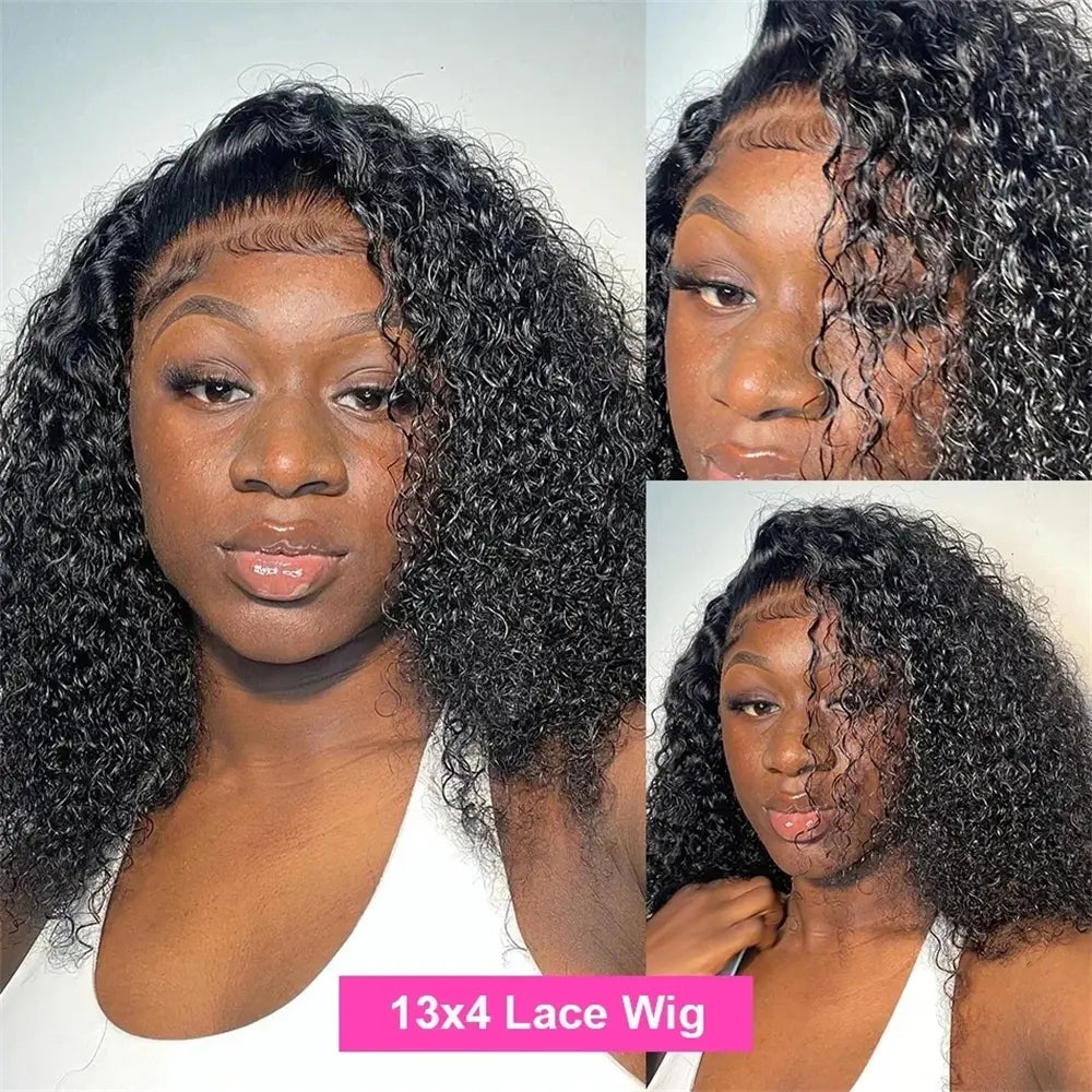Bling Hair Kinky Curly 4x4 Transparent Lace Closure Human Hair Wigs Brazilian 13x4 13x6 Jerry Curly Lace Frontal Wigs Hu
