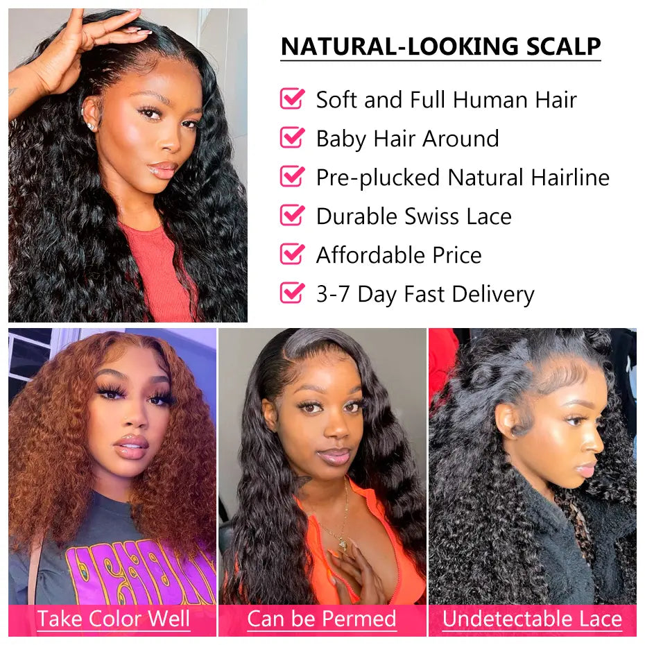 Bling Hair 13x4 Lace Front Human Hair Wig - Deep Wave