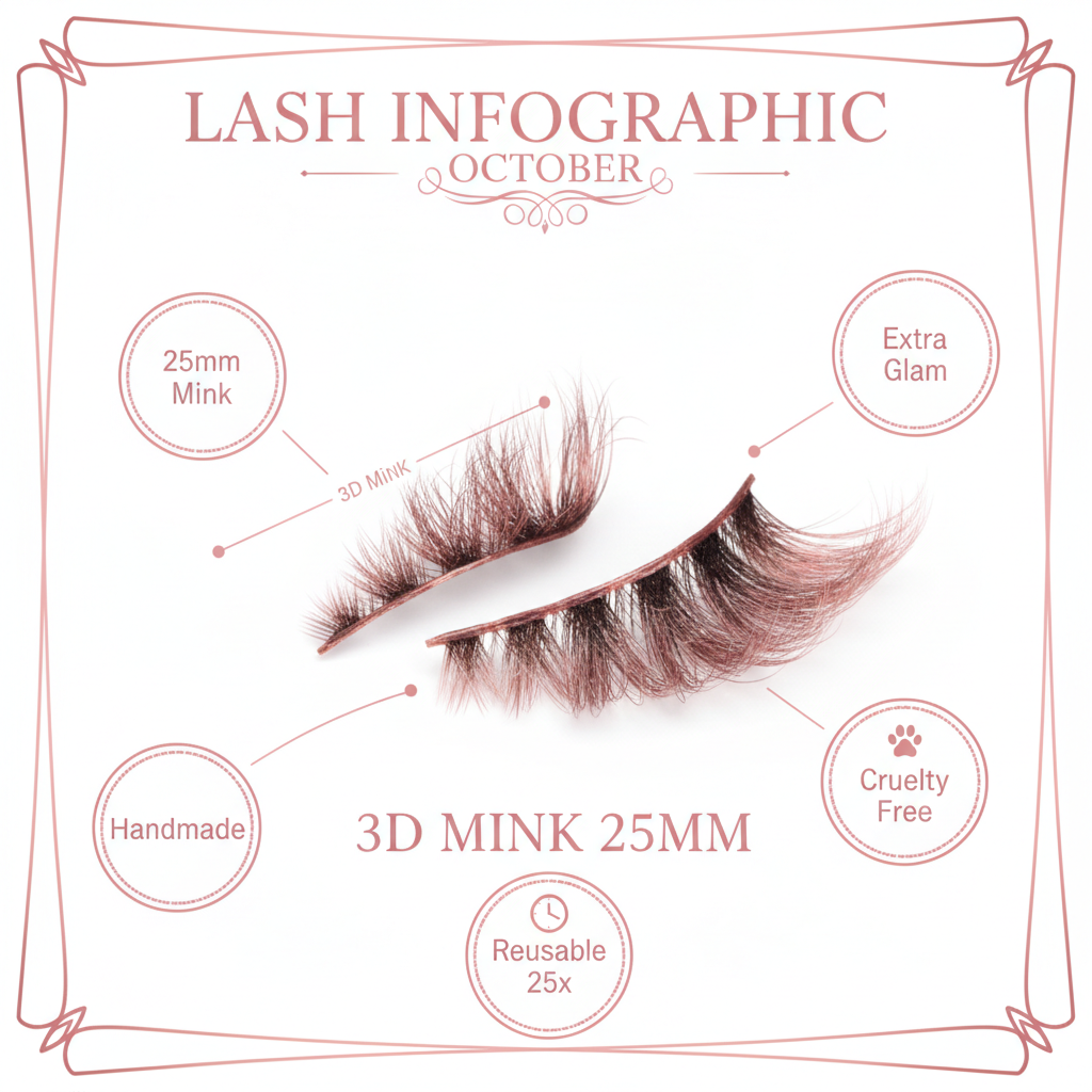 October 3D Mink Lashes 25mm - Info