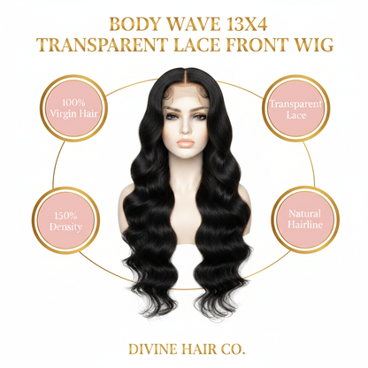 Body Wave 13x4 Transparent Lace Front Wig - Infographic
